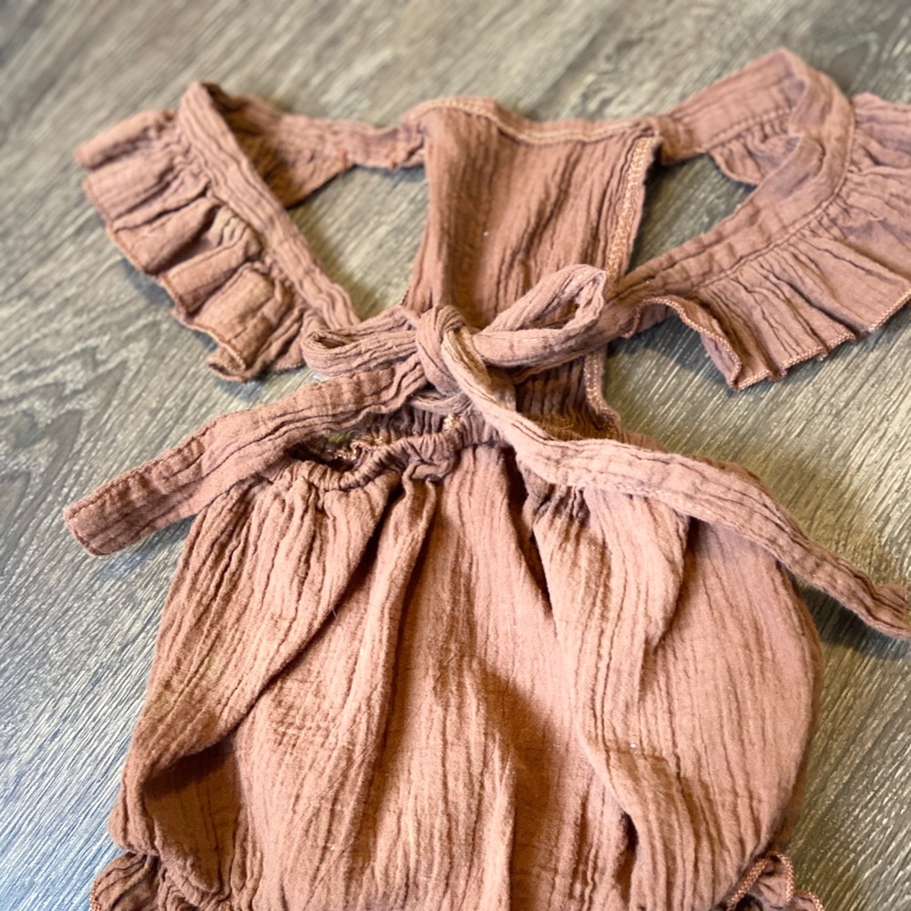 Brown Ruffles Romper Outfit - Picture 5 of 8